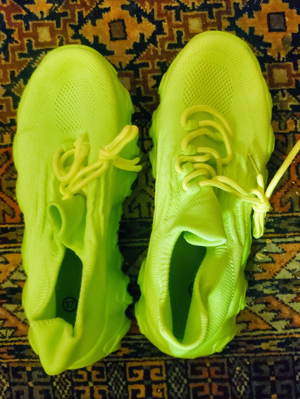 Glowy, Fun Neon Yellow Women's Athletic Shoes Size 37